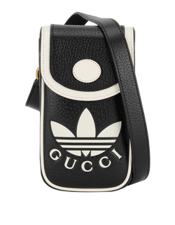 X Adidas Logo Mini Crossbody, Leather, Black, 721794 0416, B/DB, 3*